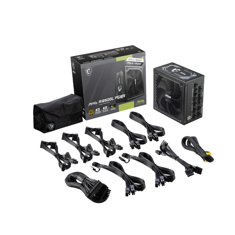 FUENTE DE PODER MSI 1250W/80 PLUS GOLD /NEGRO/ATX/MODULAR image 5